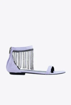 Chaussures|PINKO Sandales Plates A Franges En Strass Iris