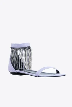 Chaussures|PINKO Sandales Plates A Franges En Strass Iris