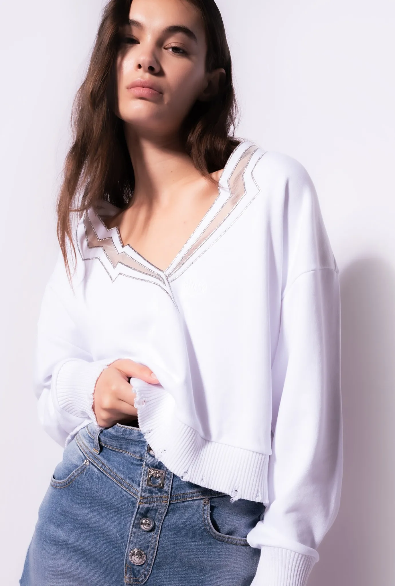Jeans|PINKO Short A Boutons Depareilles Delavage Clair Moyen