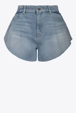 Jeans|PINKO Short Butterfly En Denim Bleach Delavage Clair Vintage