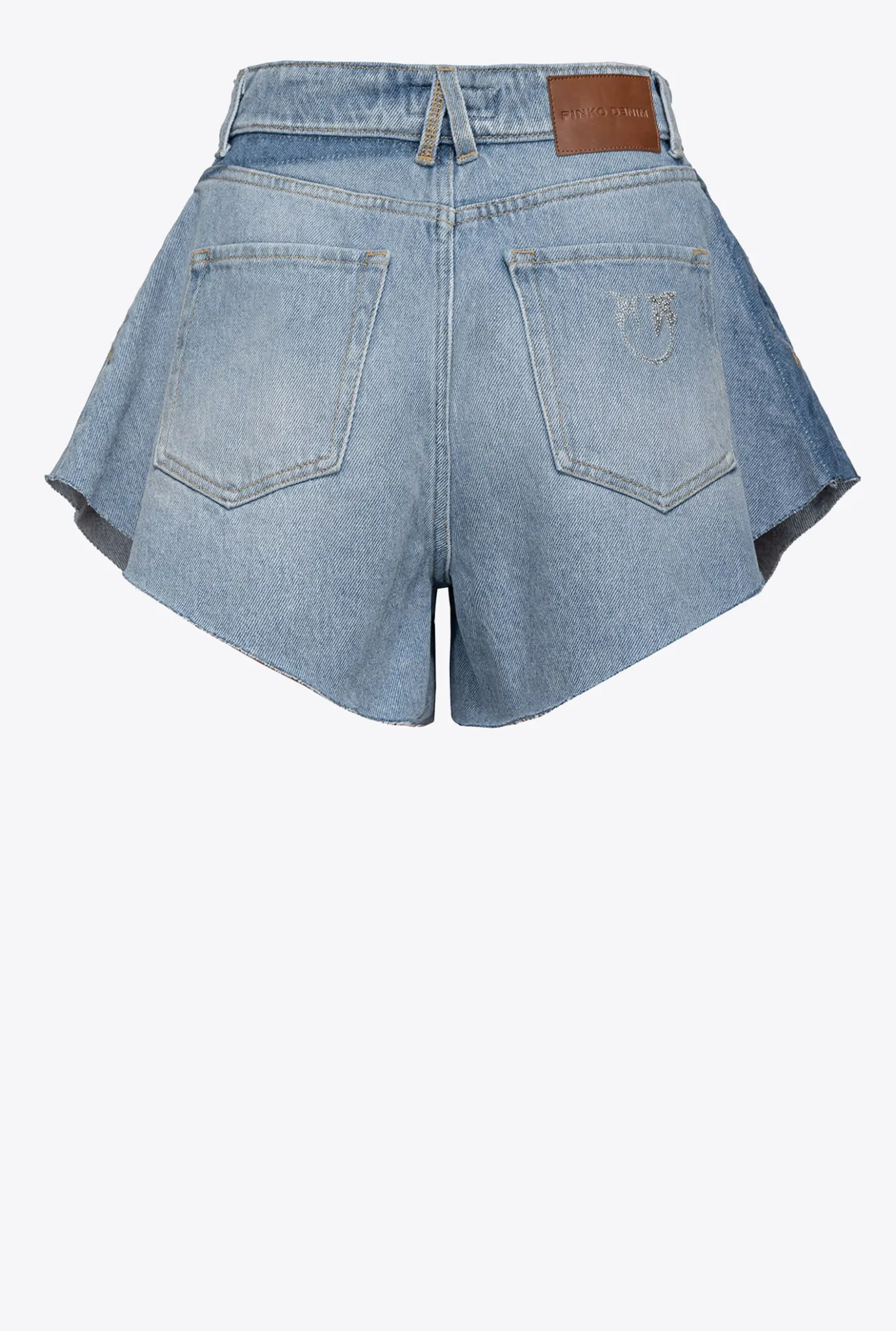 Jeans|PINKO Short Butterfly En Denim Bleach Delavage Clair Vintage