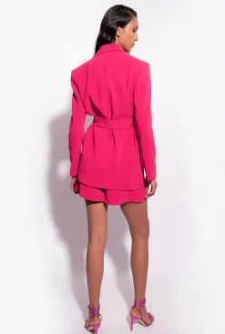 Tailleurs Et Ensembles|PINKO Short En Crepe Stretch Rouge Framboise