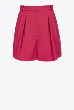 Tailleurs Et Ensembles|PINKO Short En Crepe Stretch Rouge Framboise