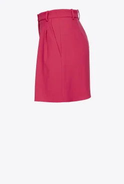 Tailleurs Et Ensembles|PINKO Short En Crepe Stretch Rouge Framboise