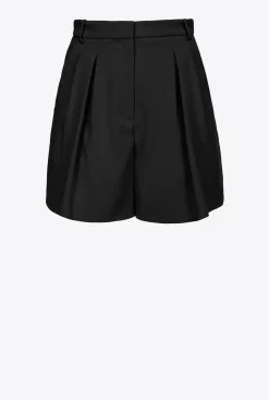 Tailleurs Et Ensembles|PINKO Short En Crepe Stretch Noir Limousine