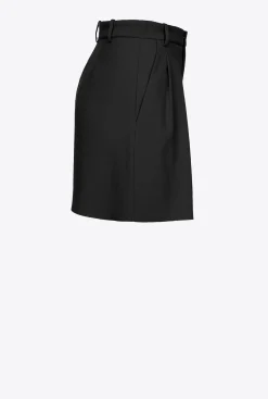 Tailleurs Et Ensembles|PINKO Short En Crepe Stretch Noir Limousine