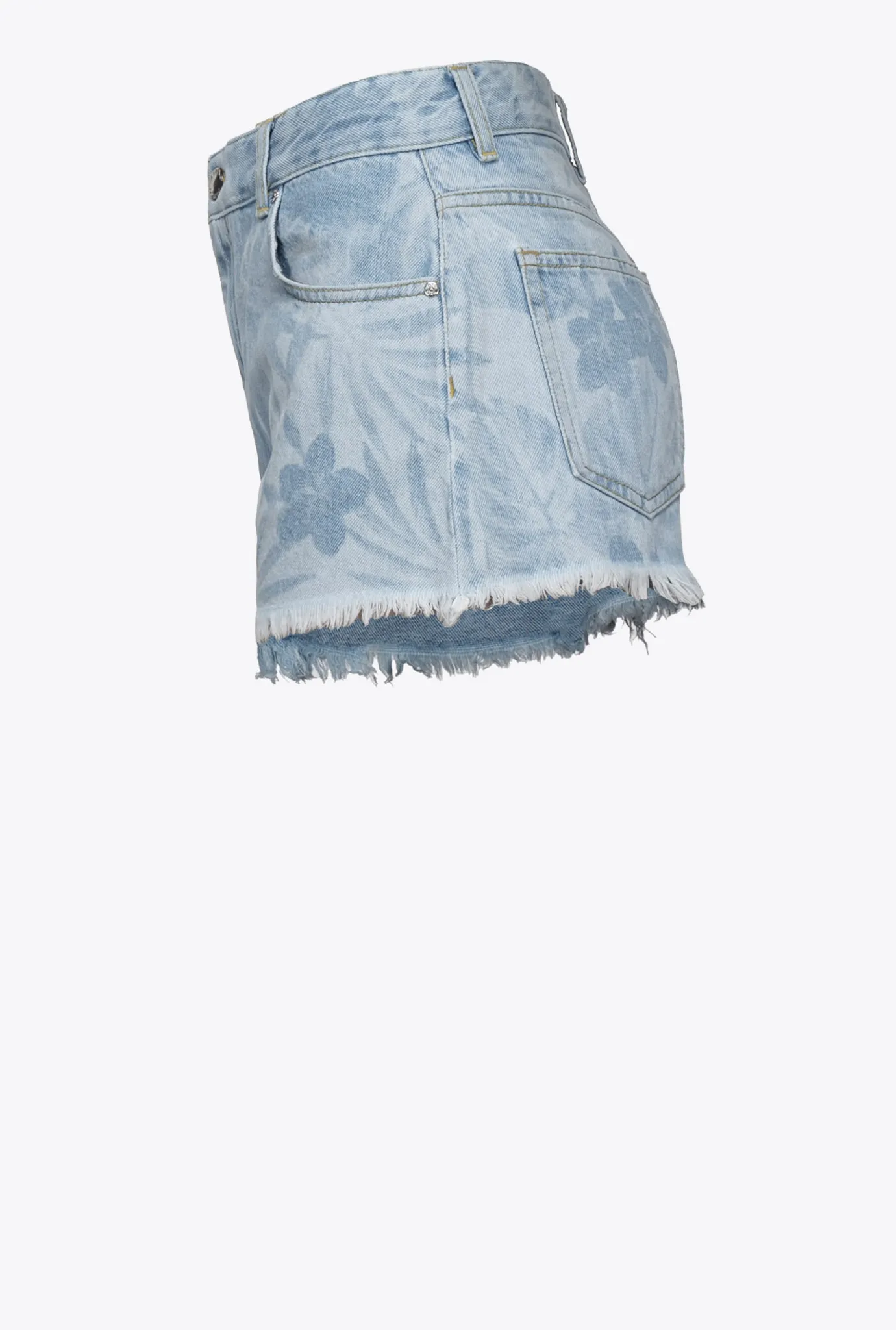 Jeans|PINKO Short En Denim A Motif Tropical Imprime Au Laser Azur/Blanc