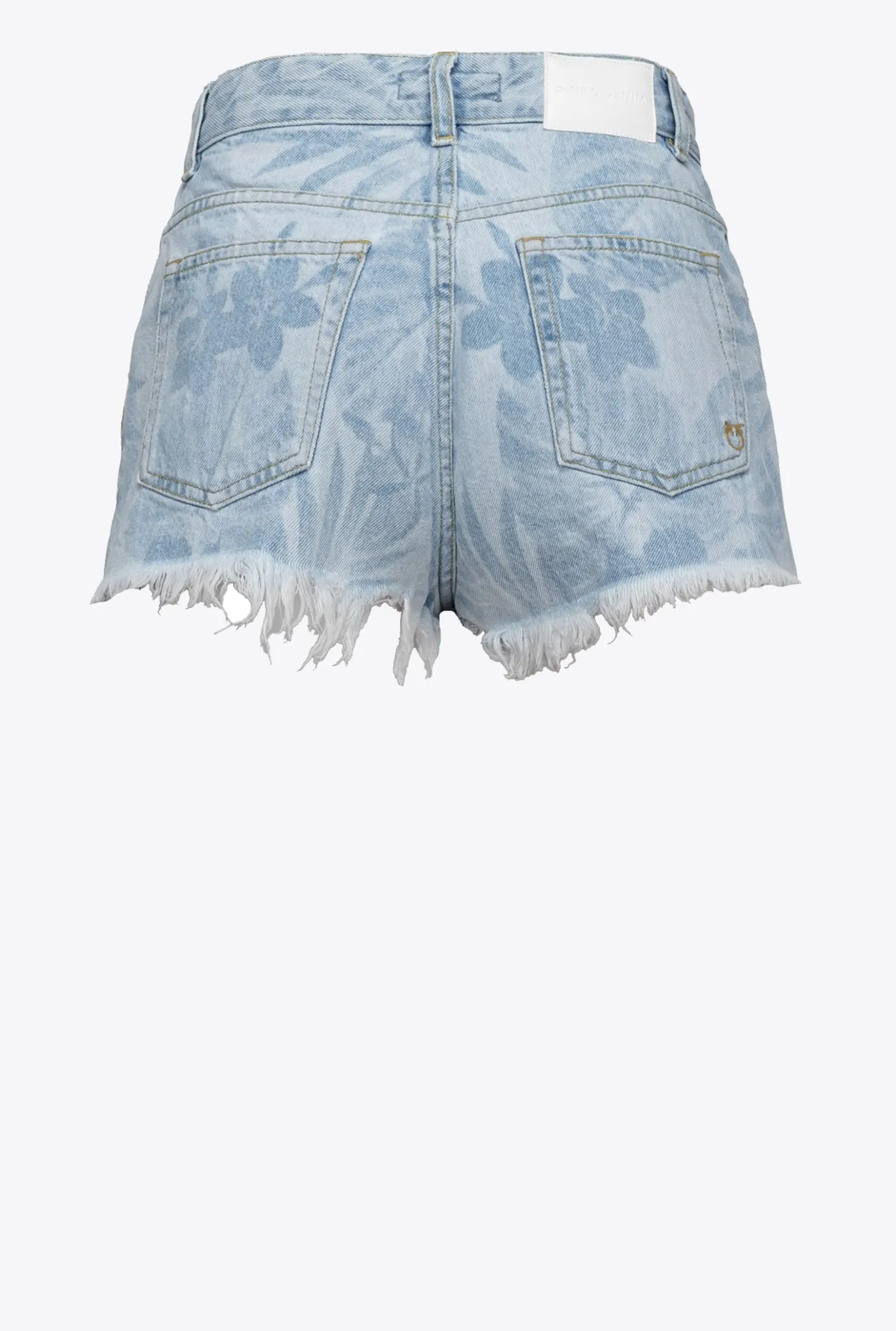 Jeans|PINKO Short En Denim A Motif Tropical Imprime Au Laser Azur/Blanc