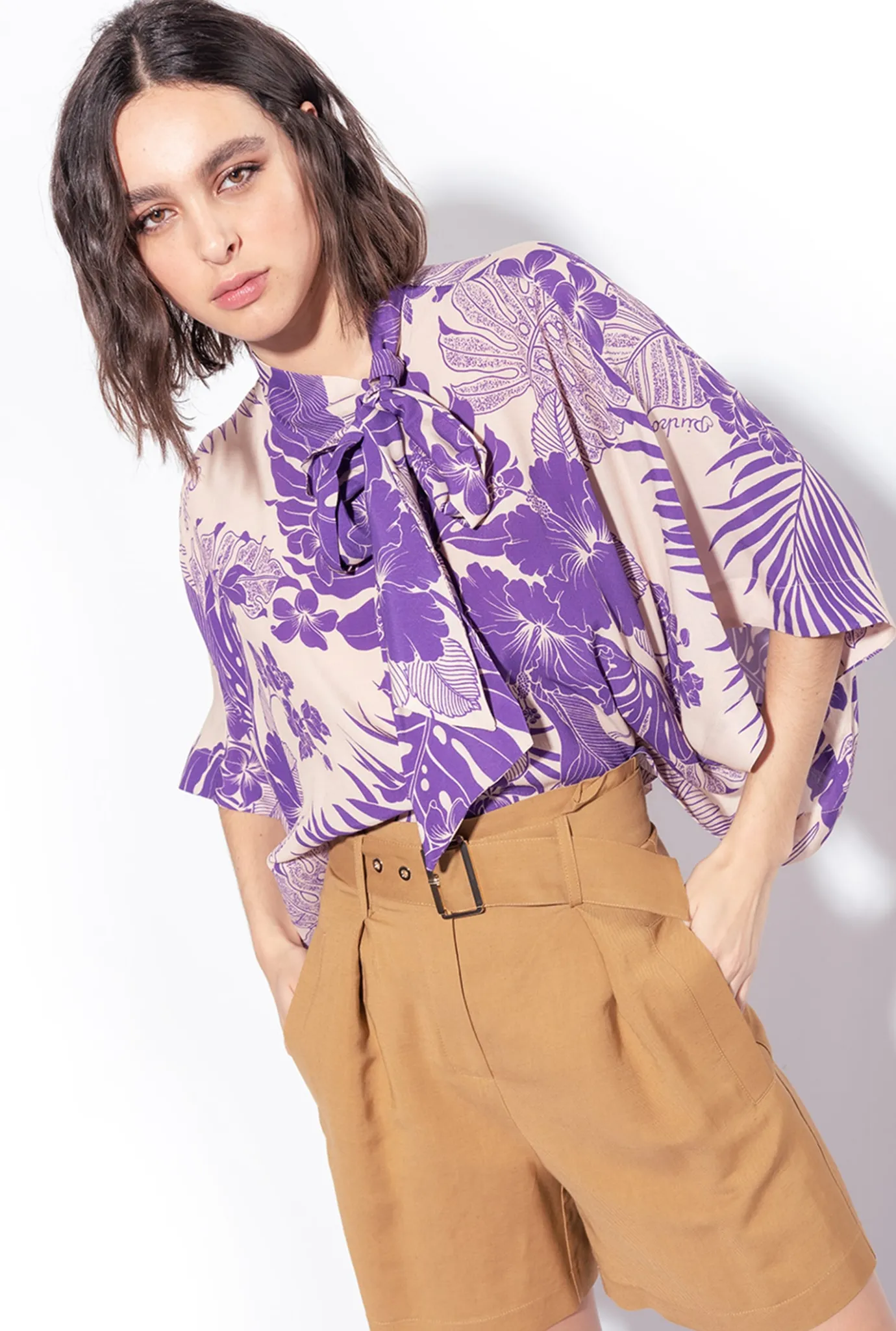 Pantalons|PINKO Short En Lin Avec Ceinture Moutarde