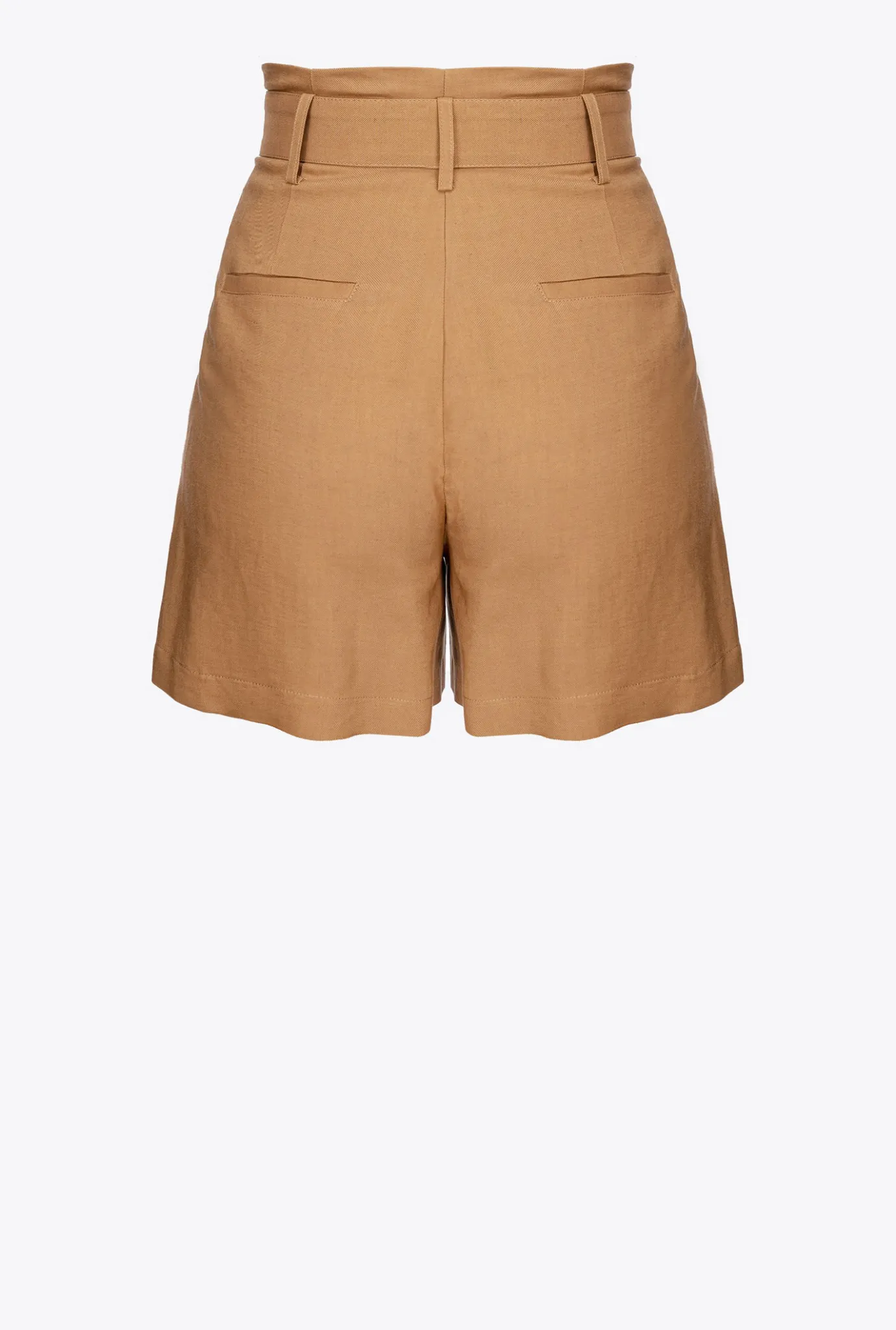 Pantalons|PINKO Short En Lin Avec Ceinture Moutarde