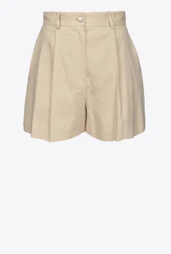 Tailleurs Et Ensembles|PINKO Short En Lin Stretch Beige Amande Glacee