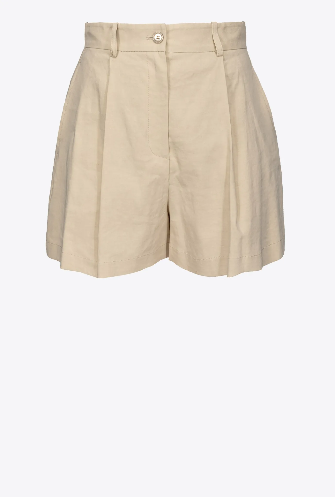 Tailleurs Et Ensembles|PINKO Short En Lin Stretch Beige Amande Glacee