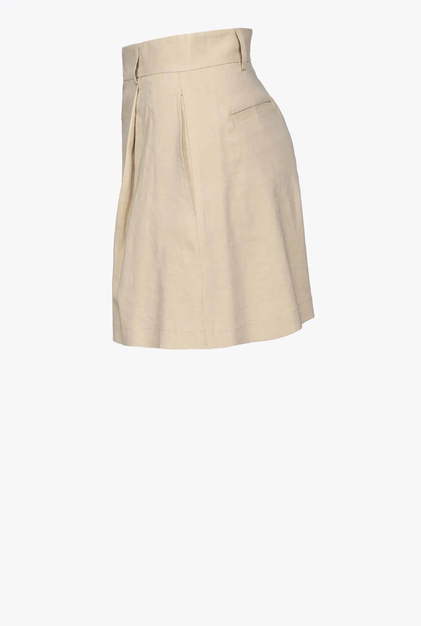 Tailleurs Et Ensembles|PINKO Short En Lin Stretch Beige Amande Glacee