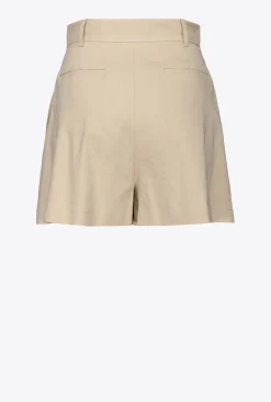 Tailleurs Et Ensembles|PINKO Short En Lin Stretch Beige Amande Glacee