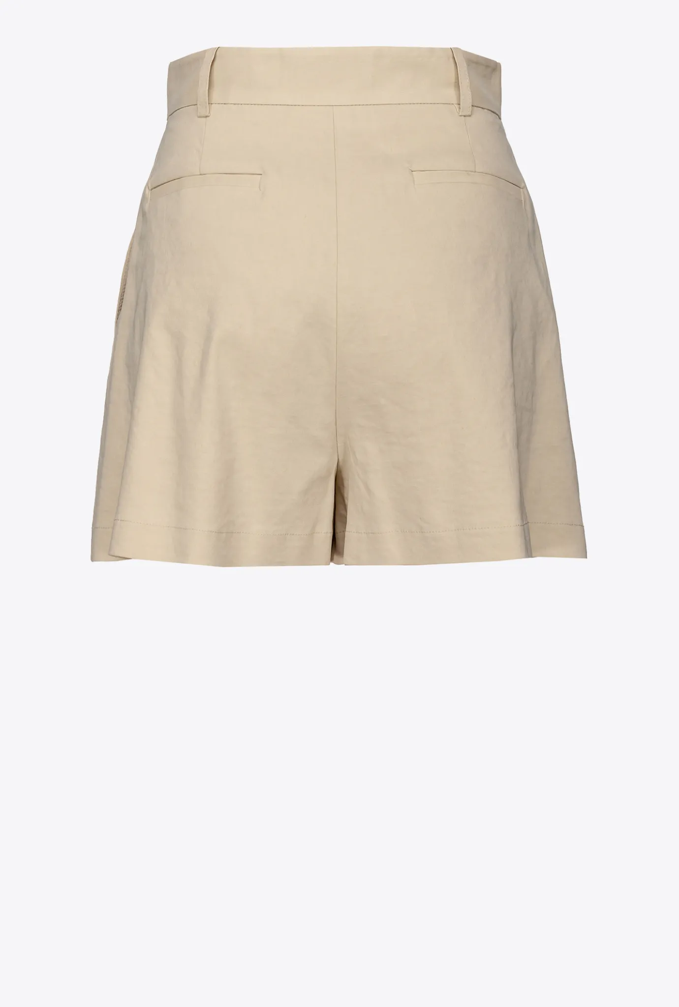 Tailleurs Et Ensembles|PINKO Short En Lin Stretch Beige Amande Glacee