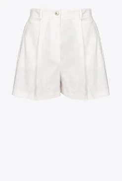Pantalons|PINKO Short En Lin Stretch Blanc Nimbus