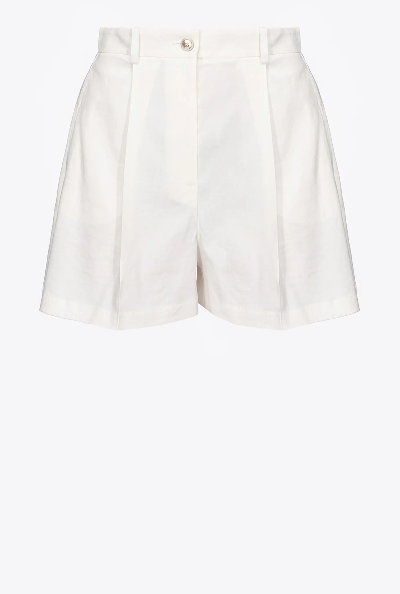 Pantalons|PINKO Short En Lin Stretch Blanc Nimbus