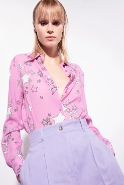 Tailleurs Et Ensembles|PINKO Short En Lin Stretch Orchidee Claire