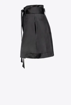 Pantalons|PINKO Short En Popeline Ceinture Noir Limousine