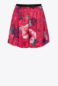 Tailleurs Et Ensembles|PINKO Short Fluide A Imprime Hibiscus Multi.Fuchsia/Rose