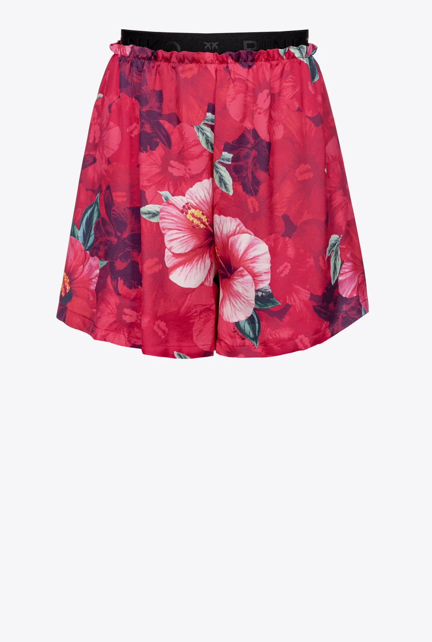 Tailleurs Et Ensembles|PINKO Short Fluide A Imprime Hibiscus Multi.Fuchsia/Rose