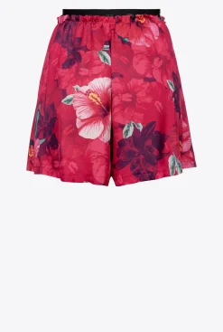 Tailleurs Et Ensembles|PINKO Short Fluide A Imprime Hibiscus Multi.Fuchsia/Rose