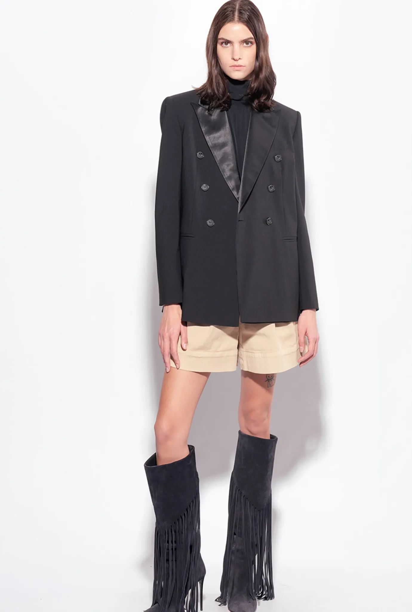 Jeans|PINKO Short Taille Haute Ceinture Beige Safari