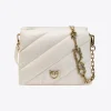 Sacs À Bandoulière|PINKO Small Twins Bag Maxi Quilt Blanc+Blanc-Or Antique