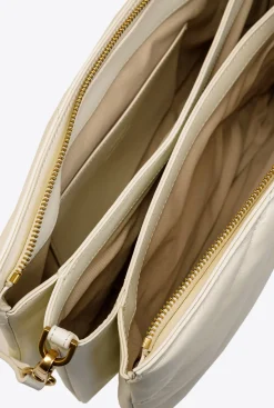 Sacs À Bandoulière|PINKO Small Twins Bag Maxi Quilt Blanc+Blanc-Or Antique