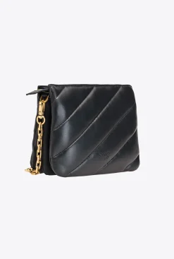 Sacs À Bandoulière|PINKO Small Twins Bag Maxi Quilt Noir-Vieil Or