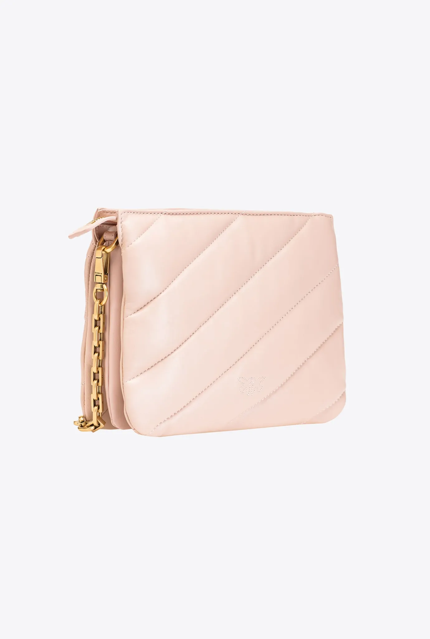 Sacs À Bandoulière|PINKO Small Twins Bag Maxi Quilt Rose/Rose Poudre-Or Antique