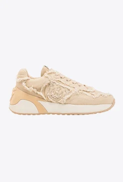 Chaussures|PINKO Sneakers En Denim Beige - Sable Ardent