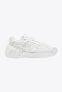 Chaussures|PINKO Sneakers En Denim Blanc + Blanc