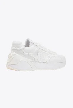 Chaussures|PINKO Sneakers En Denim Blanc + Blanc