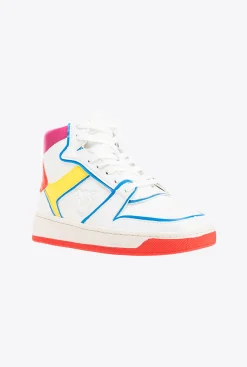 Chaussures|PINKO Sneakers Montantes | Acbc Blanc/Rouge/Bleu/Jaune