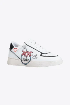 Chaussures|PINKO Sneakers Plates Graffiti Blanc/Rouge/Noir