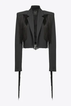 Tailleurs Et Ensembles|PINKO Spencer A Longues Franges Noir Limousine