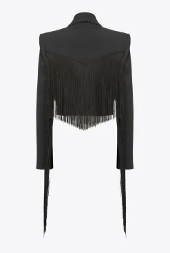 Tailleurs Et Ensembles|PINKO Spencer A Longues Franges Noir Limousine
