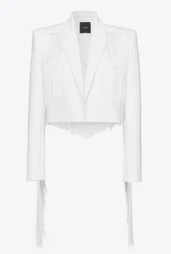 Tailleurs Et Ensembles|PINKO Spencer A Longues Franges Blanc Casse
