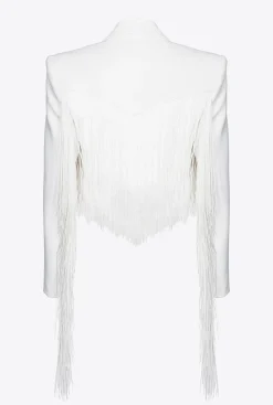 Tailleurs Et Ensembles|PINKO Spencer A Longues Franges Blanc Casse