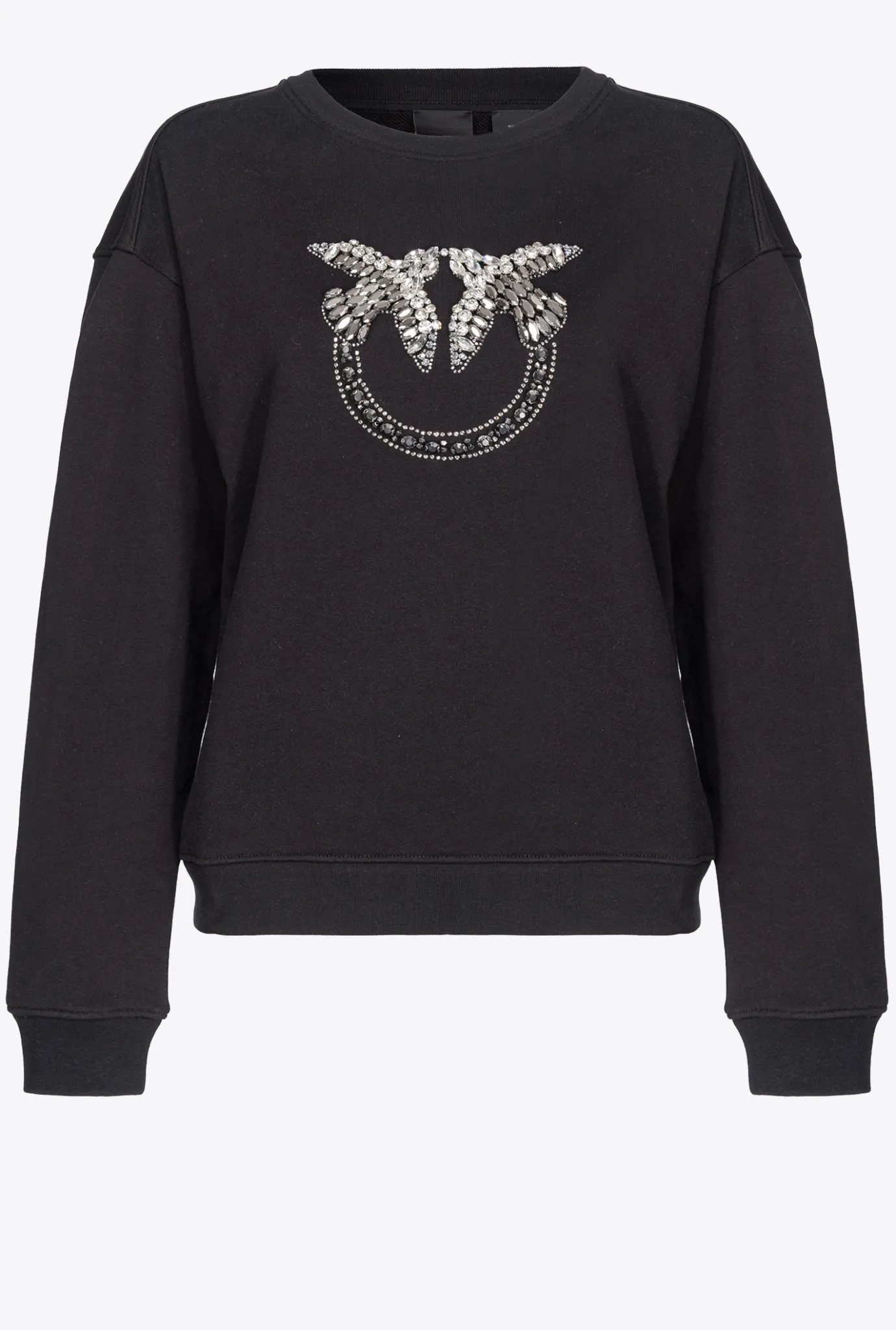 Pièces En Maille|PINKO Sweat-Shirt A Broderie Love Birds Noir Limousine