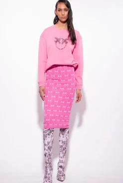 Pièces En Maille|PINKO Sweat-Shirt A Broderie Love Birds Rose-Convolvus