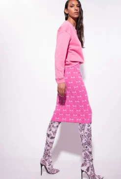 Pièces En Maille|PINKO Sweat-Shirt A Broderie Love Birds Rose-Convolvus