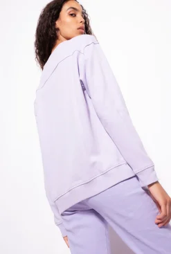 Tailleurs Et Ensembles|PINKO Sweat-Shirt A Logo Imprime Lilas - Sorbet Clair