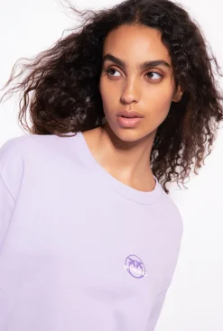 Tailleurs Et Ensembles|PINKO Sweat-Shirt A Logo Imprime Lilas - Sorbet Clair