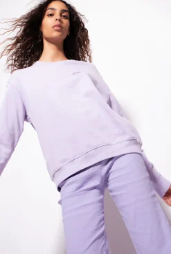 Tailleurs Et Ensembles|PINKO Sweat-Shirt A Logo Imprime Lilas - Sorbet Clair