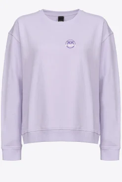 Tailleurs Et Ensembles|PINKO Sweat-Shirt A Logo Imprime Lilas - Sorbet Clair