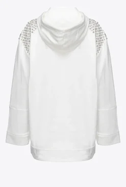 Pièces En Maille|PINKO Sweat-Shirt Bijoux A Capuche Blanc Nimbus