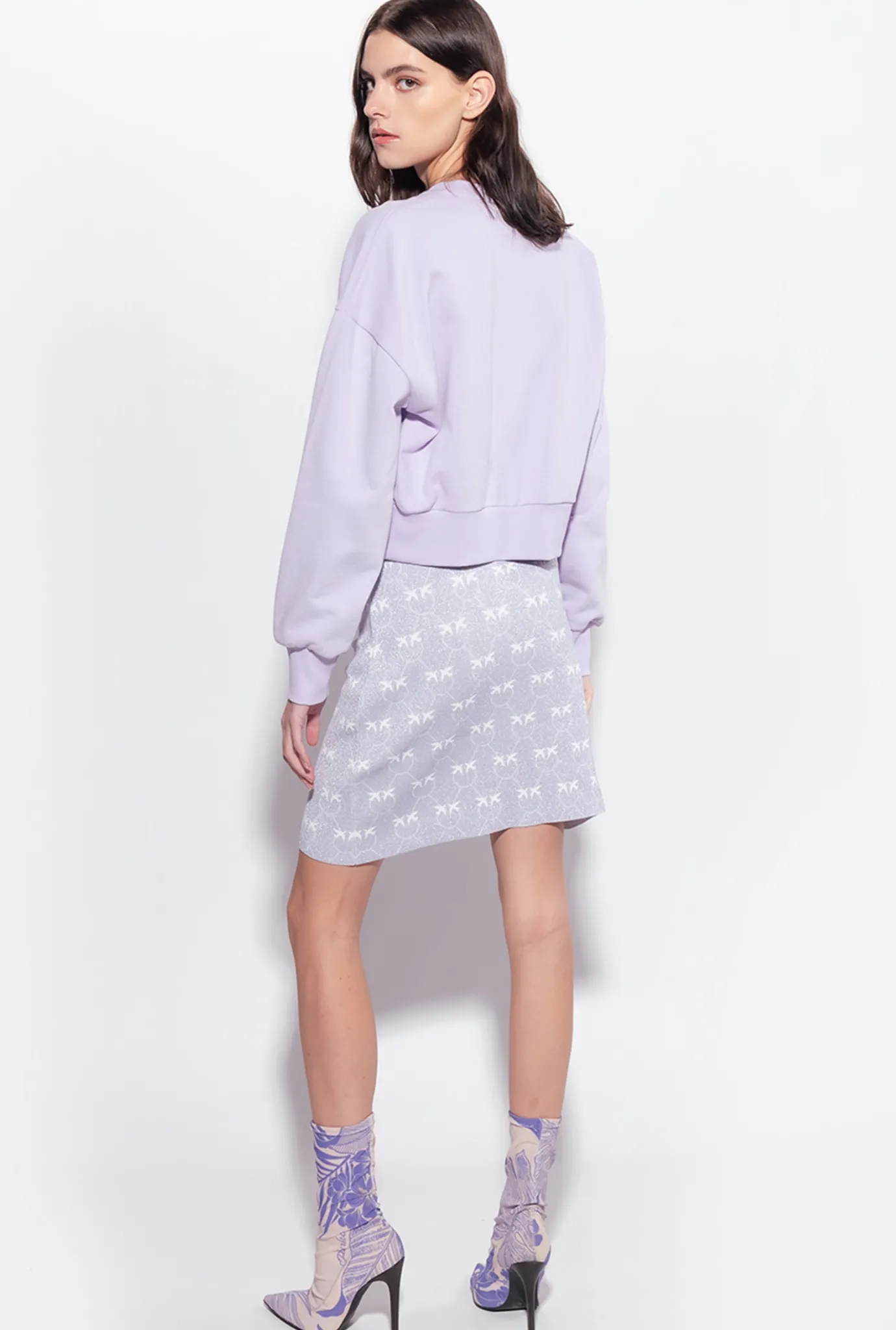 Pièces En Maille|PINKO Sweat-Shirt Court A Logo Etoile Lilas - Sorbet Clair