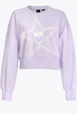 Pièces En Maille|PINKO Sweat-Shirt Court A Logo Etoile Lilas - Sorbet Clair